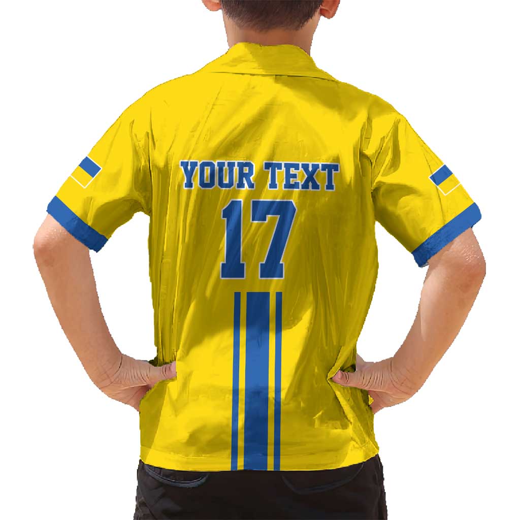 Custom Ukraine Football Family Matching Puletasi and Hawaiian Shirt Yellow Style