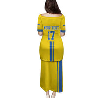 Custom Ukraine Football Family Matching Puletasi and Hawaiian Shirt Yellow Style