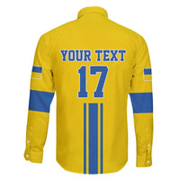 Custom Ukraine Football Family Matching Short Sleeve Bodycon Dress and Hawaiian Shirt Yellow Style