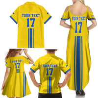 Custom Ukraine Football Family Matching Summer Maxi Dress and Hawaiian Shirt Yellow Style