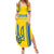Custom Ukraine Football Family Matching Summer Maxi Dress and Hawaiian Shirt Yellow Style