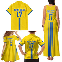 Custom Ukraine Football Family Matching Tank Maxi Dress and Hawaiian Shirt Yellow Style