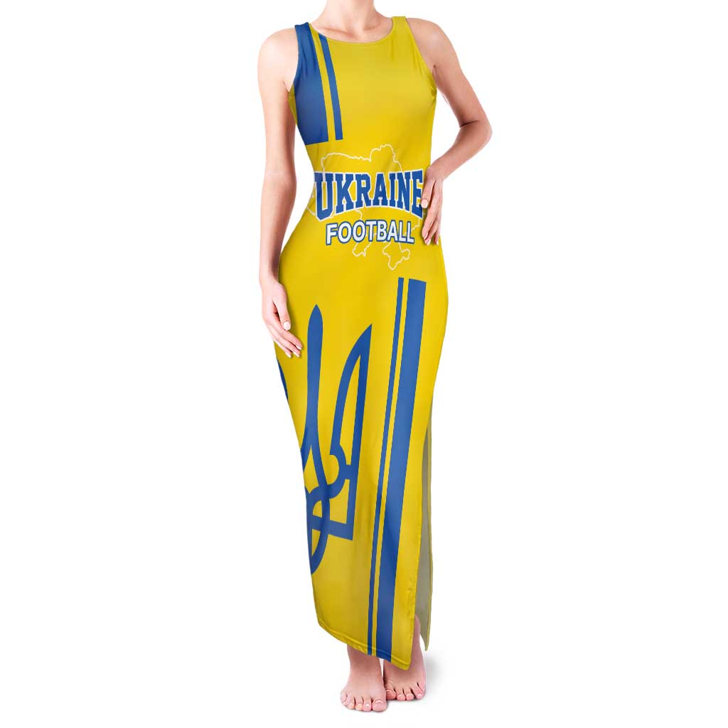 Custom Ukraine Football Family Matching Tank Maxi Dress and Hawaiian Shirt Yellow Style