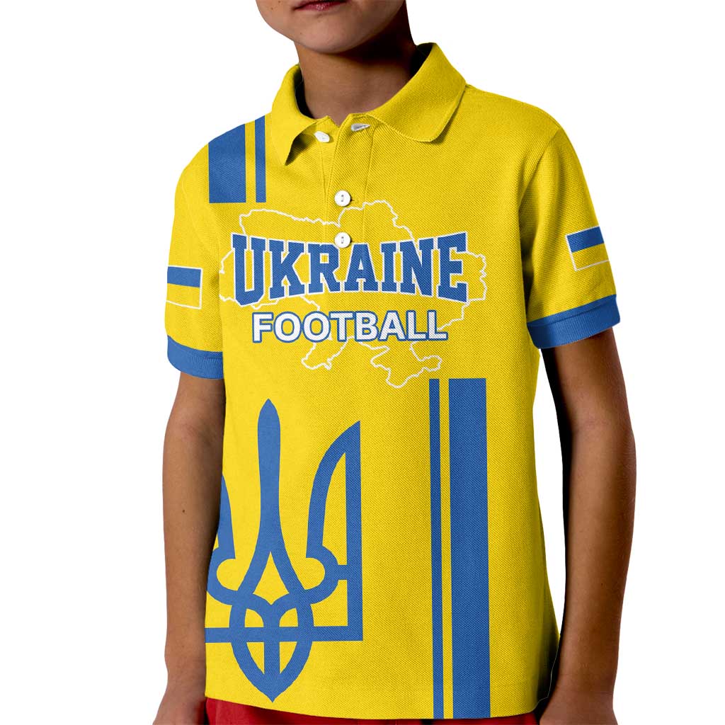 Custom Ukraine Football Kid Polo Shirt Yellow Style