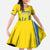Custom Ukraine Football Kid Short Sleeve Dress Yellow Style