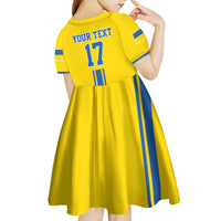Custom Ukraine Football Kid Short Sleeve Dress Yellow Style