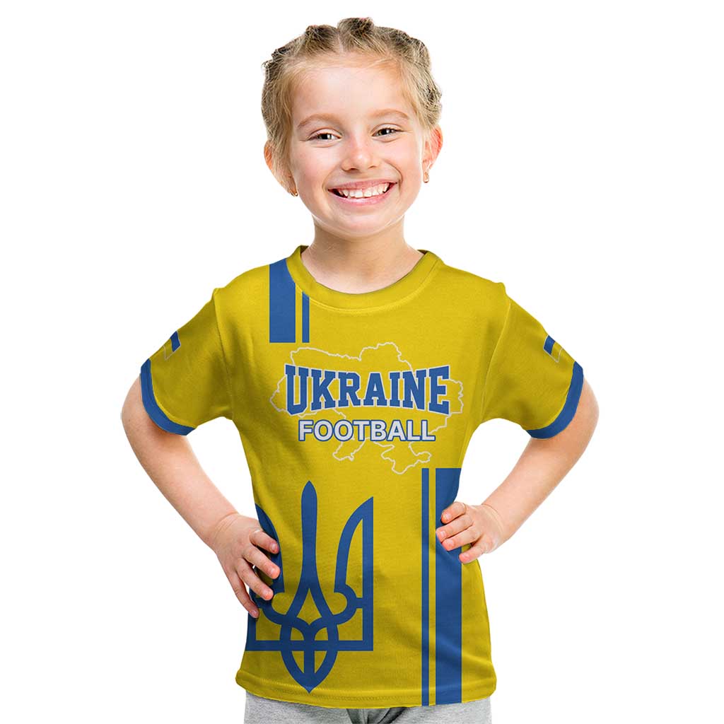 Custom Ukraine Football Kid T Shirt Yellow Style