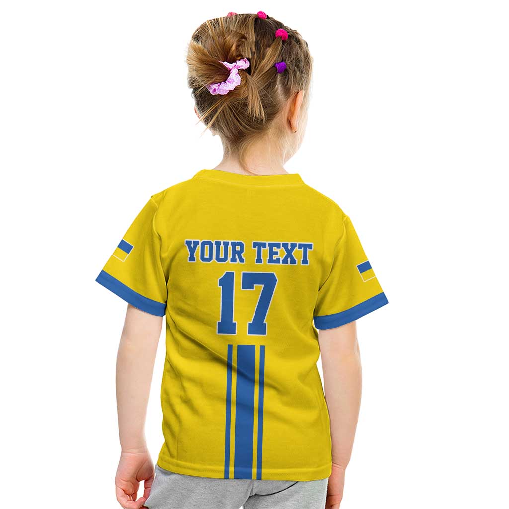 Custom Ukraine Football Kid T Shirt Yellow Style