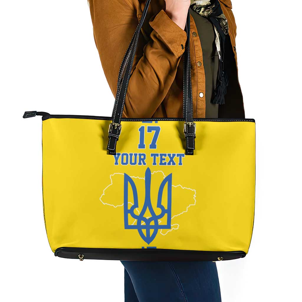 Custom Ukraine Football Leather Tote Bag Yellow Style