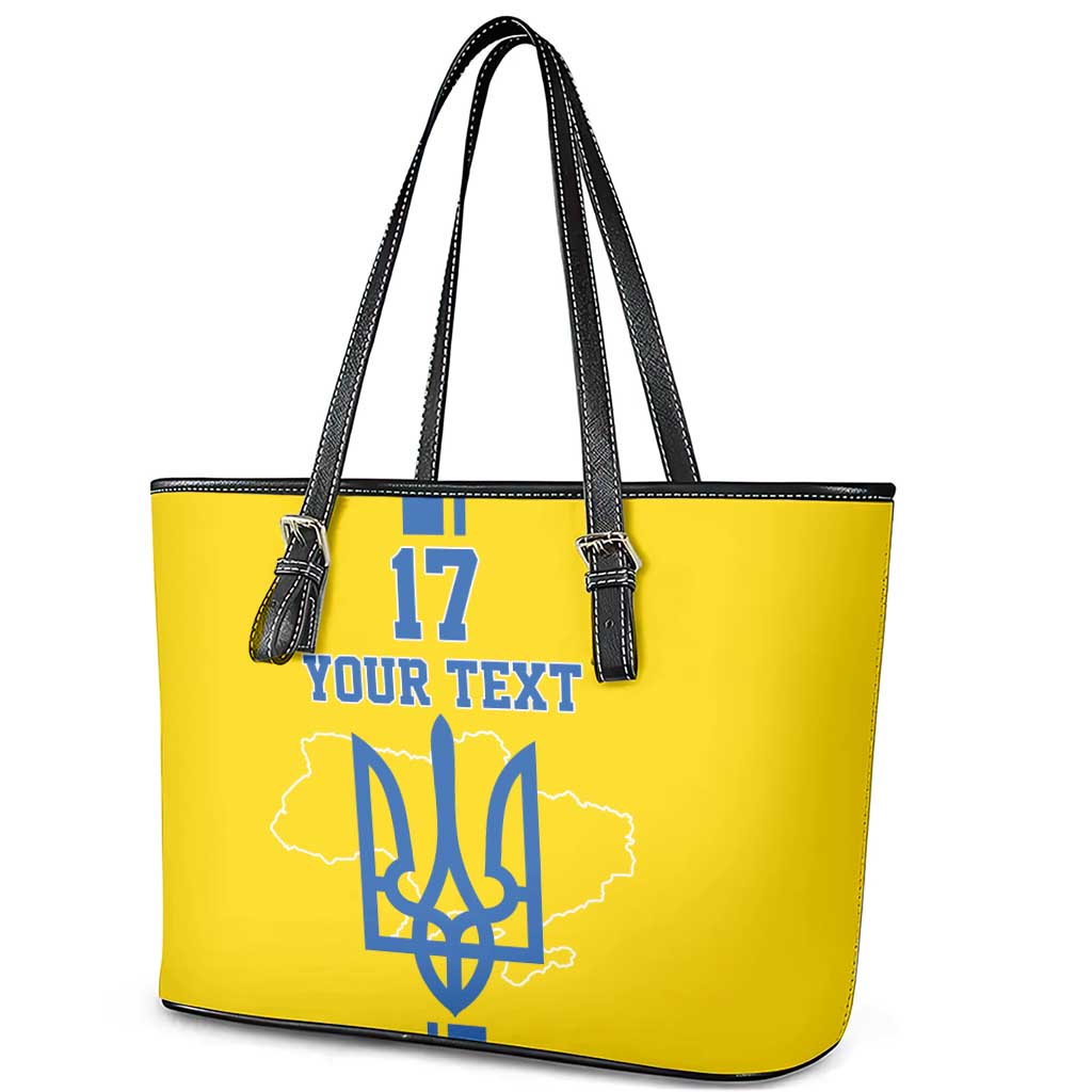 Custom Ukraine Football Leather Tote Bag Yellow Style
