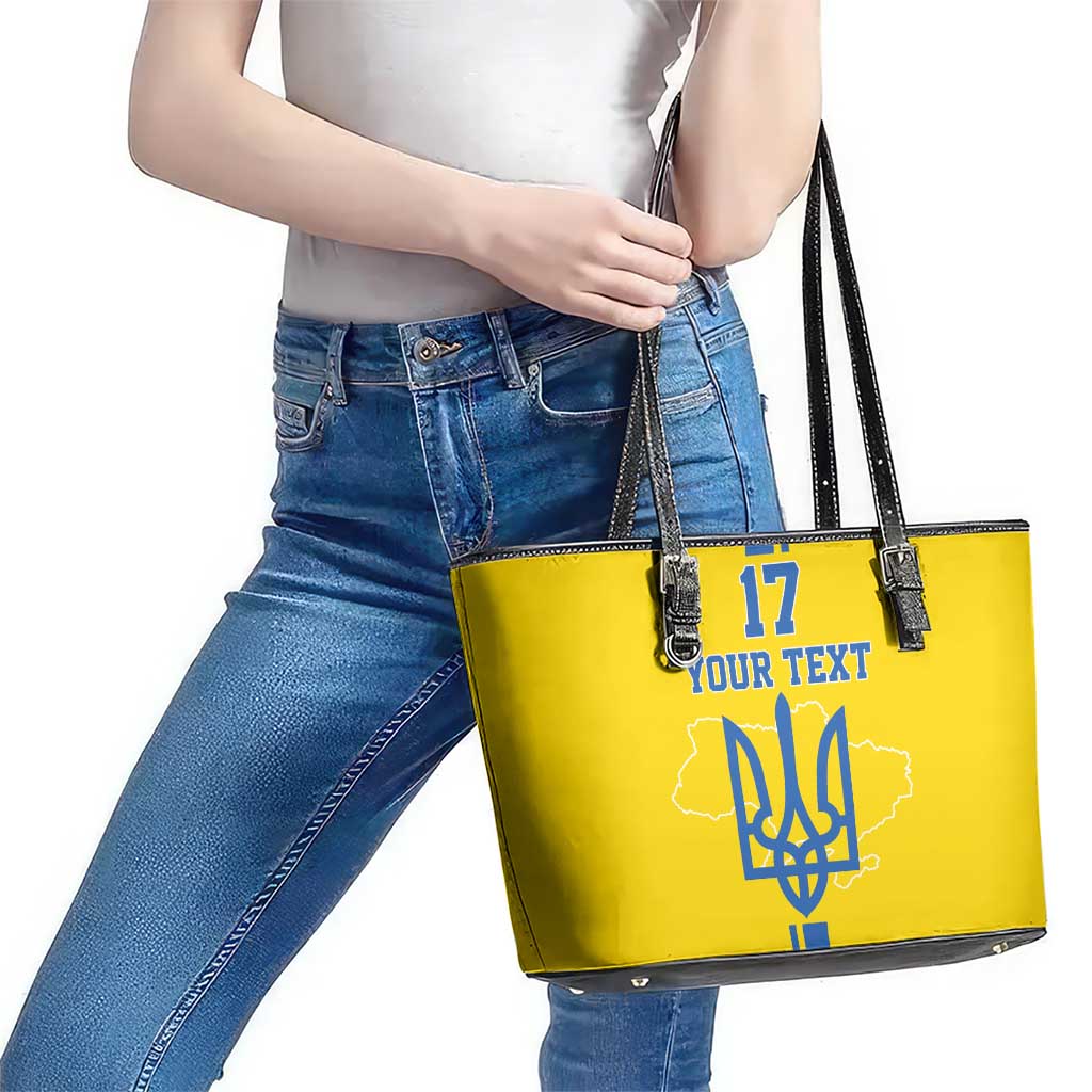 Custom Ukraine Football Leather Tote Bag Yellow Style