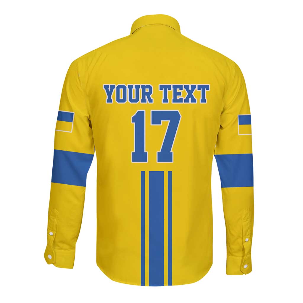 Custom Ukraine Football Long Sleeve Button Shirt Yellow Style
