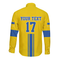 Custom Ukraine Football Long Sleeve Button Shirt Yellow Style