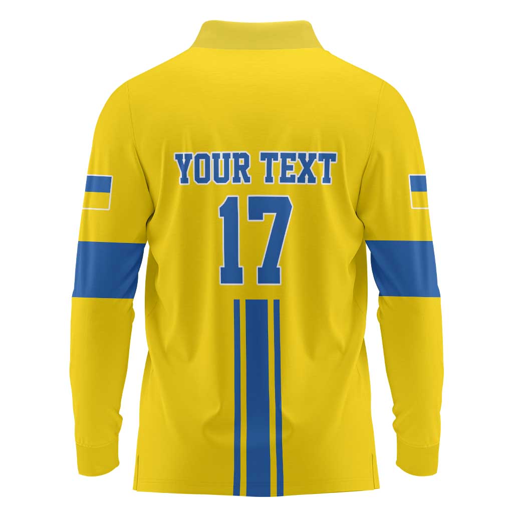 Custom Ukraine Football Long Sleeve Polo Shirt Yellow Style