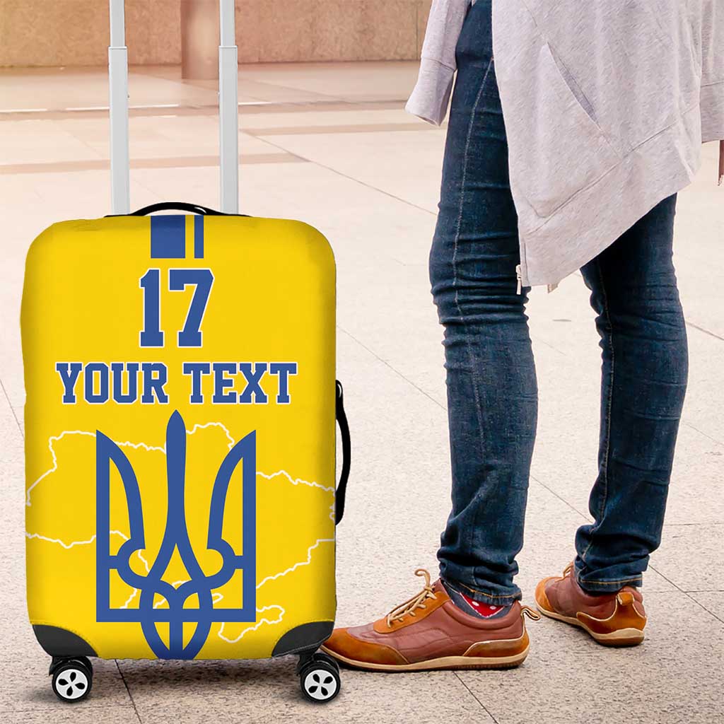 Custom Ukraine Football Luggage Cover Yellow Style