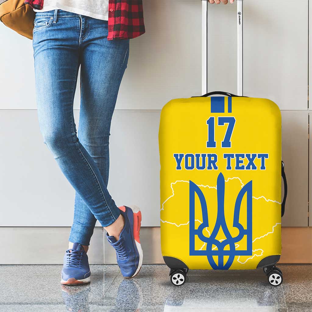 Custom Ukraine Football Luggage Cover Yellow Style