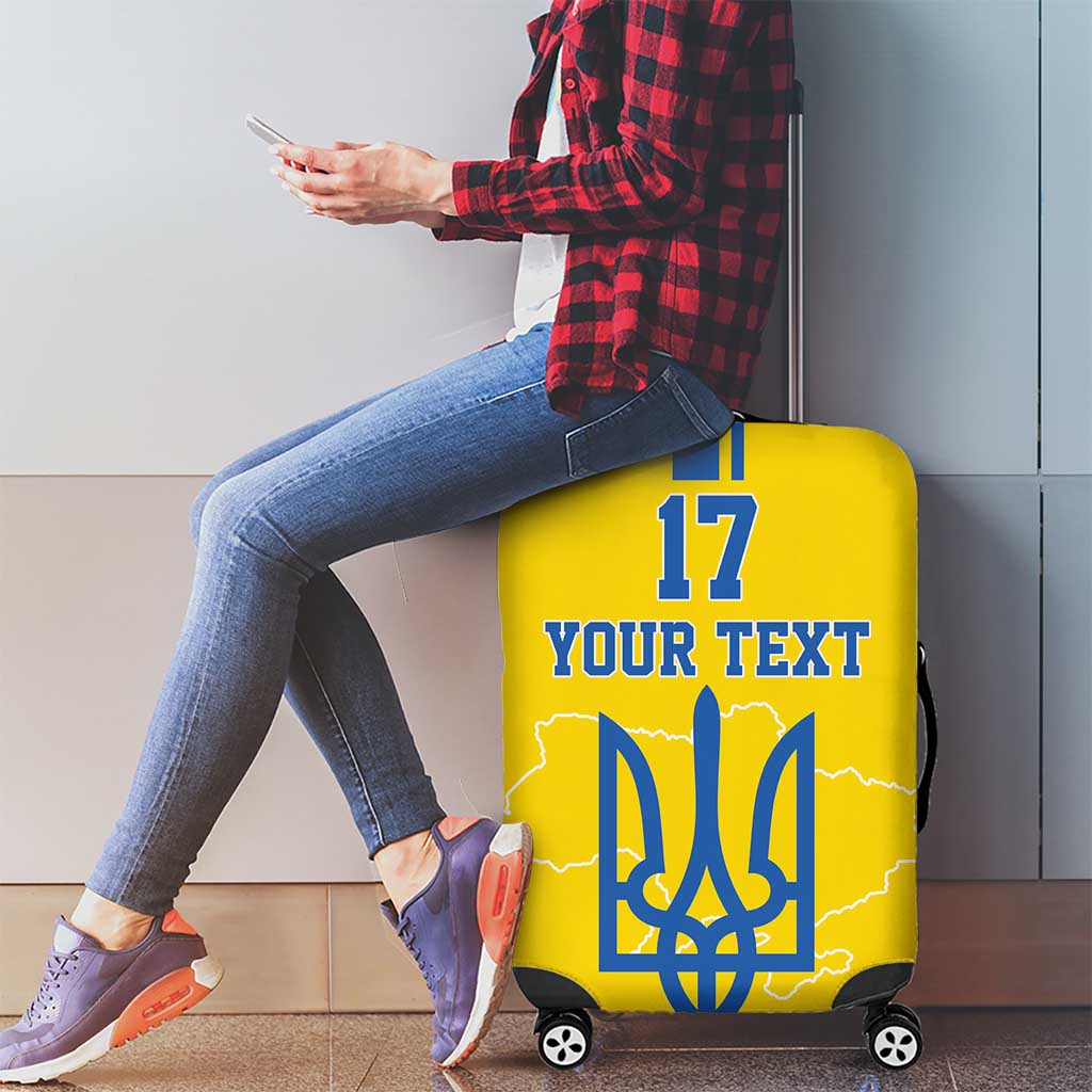 Custom Ukraine Football Luggage Cover Yellow Style