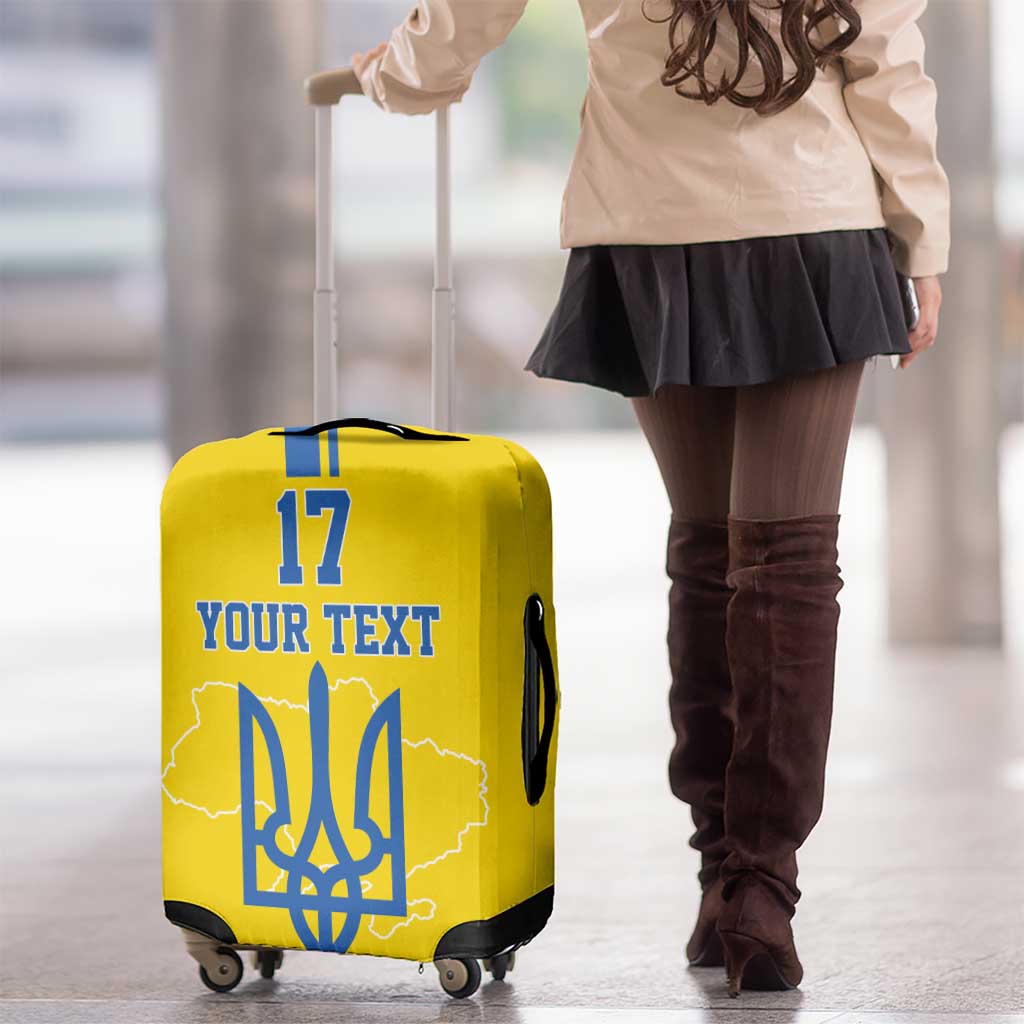 Custom Ukraine Football Luggage Cover Yellow Style
