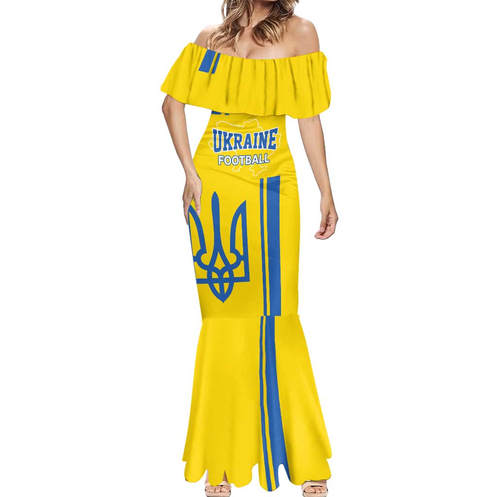 Custom Ukraine Football Mermaid Dress Yellow Style