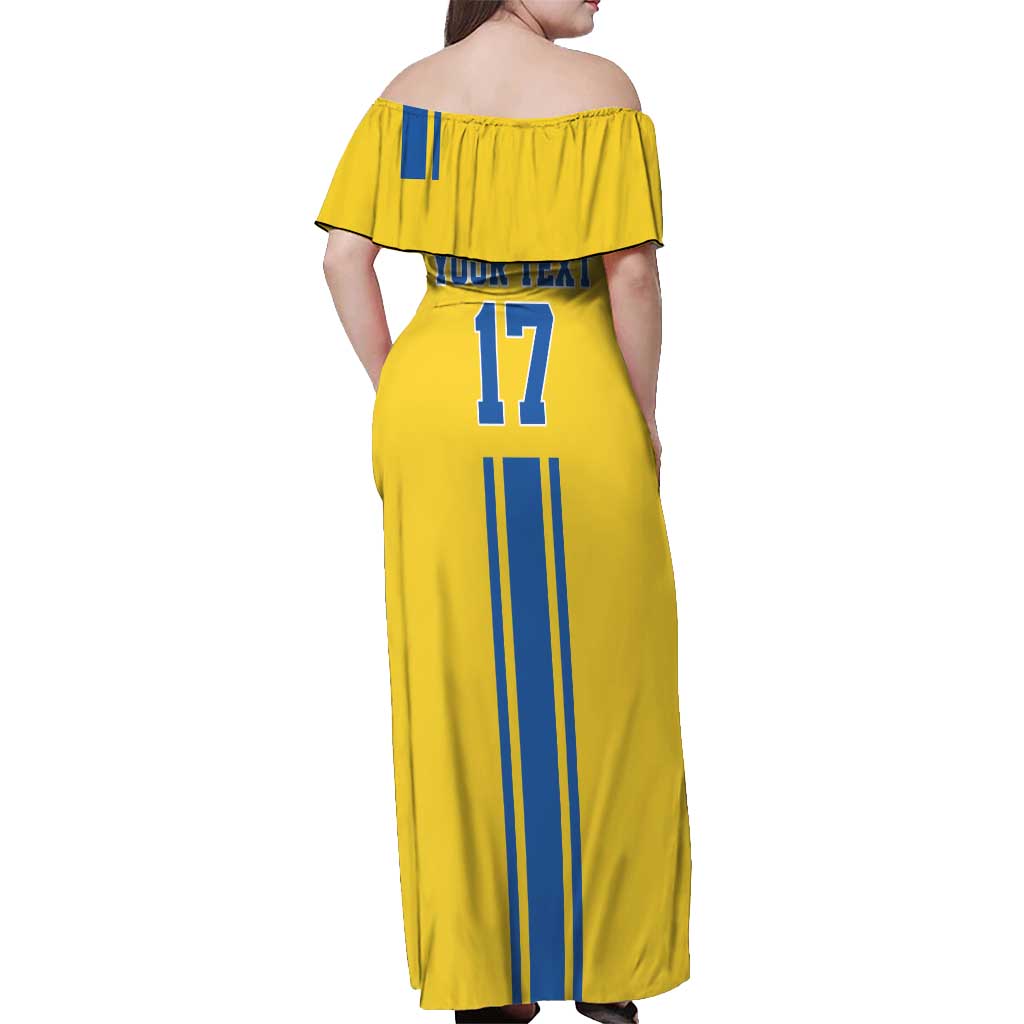 Custom Ukraine Football Off Shoulder Maxi Dress Yellow Style