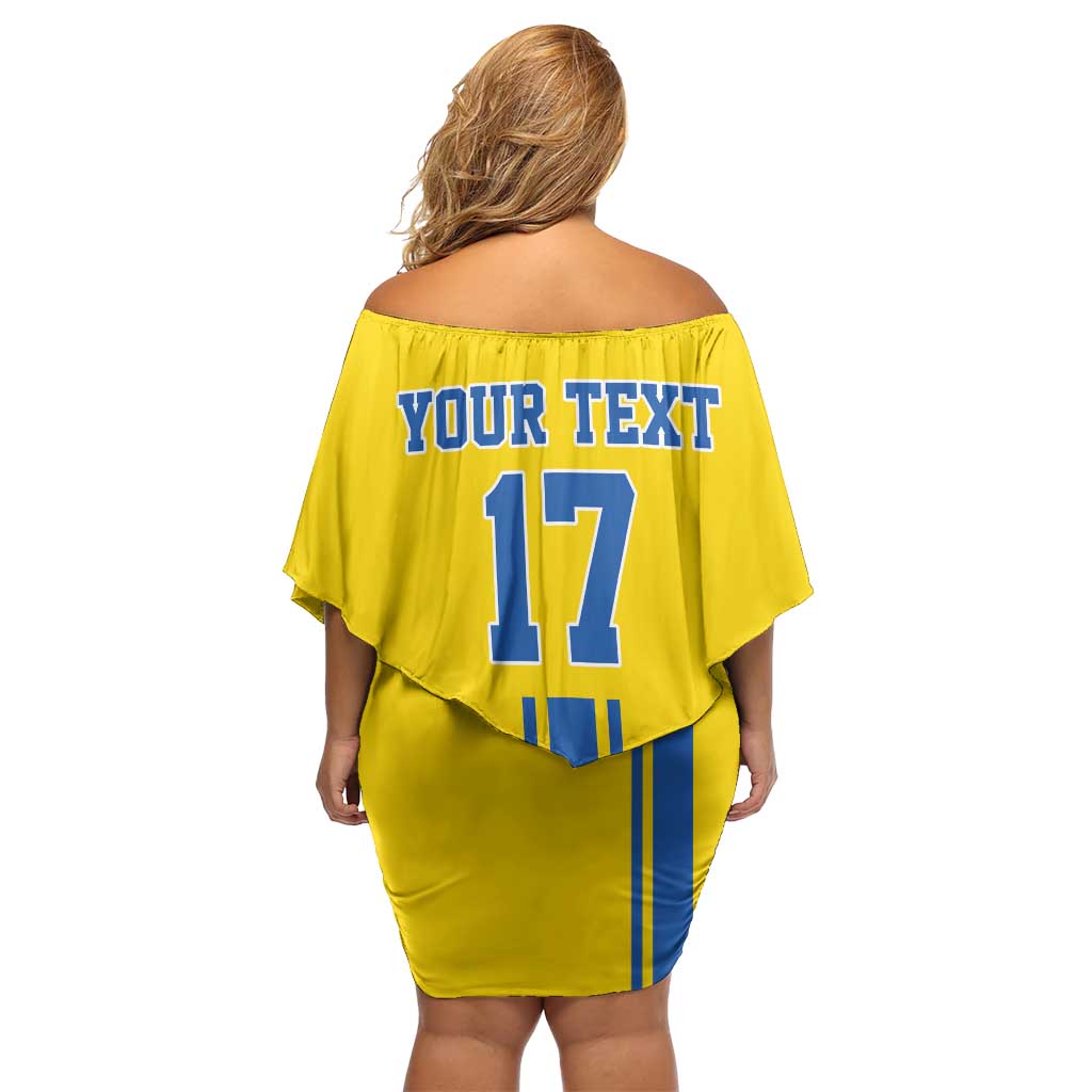 Custom Ukraine Football Off Shoulder Short Dress Yellow Style