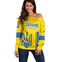 Custom Ukraine Football Off Shoulder Sweater Yellow Style
