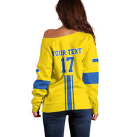 Custom Ukraine Football Off Shoulder Sweater Yellow Style