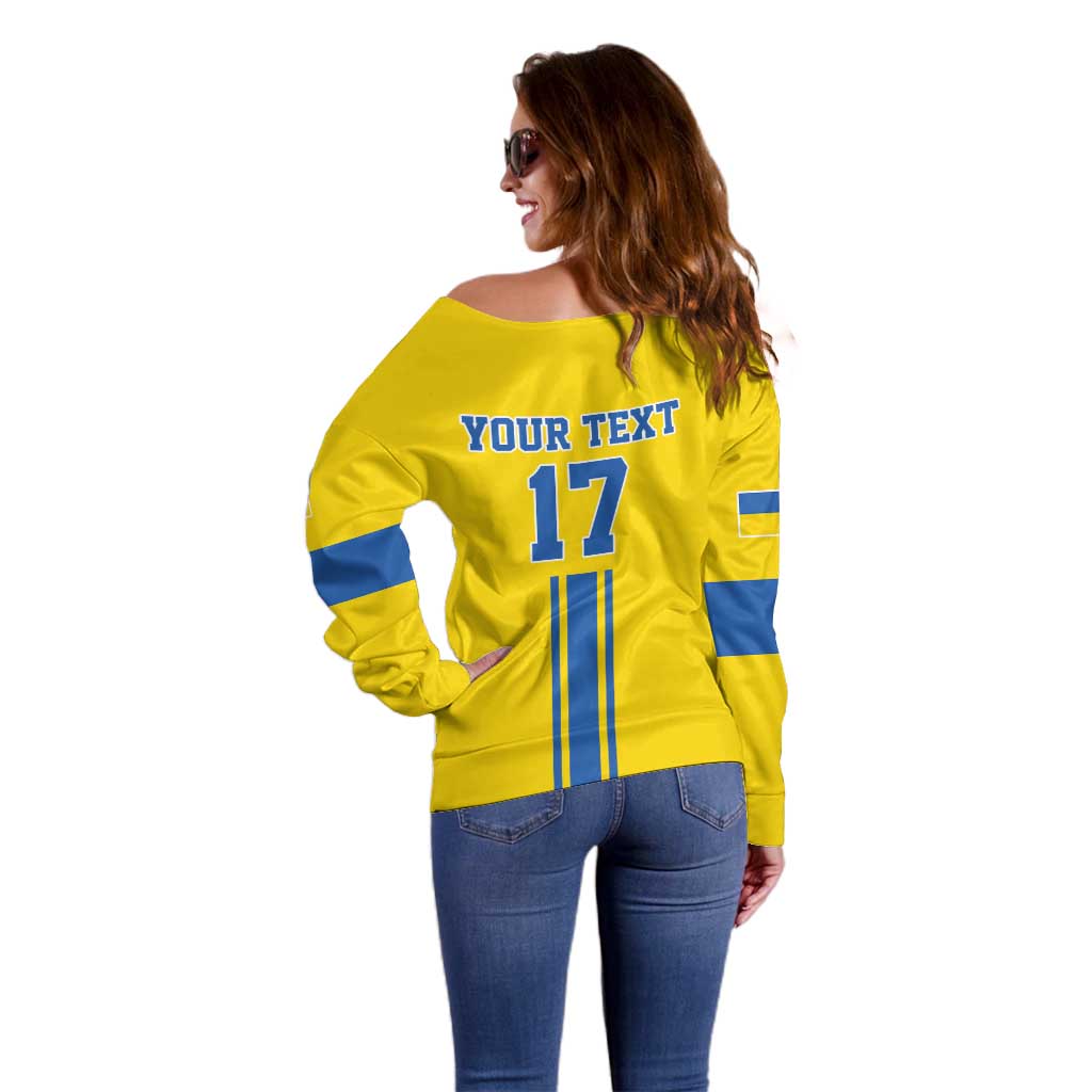 Custom Ukraine Football Off Shoulder Sweater Yellow Style