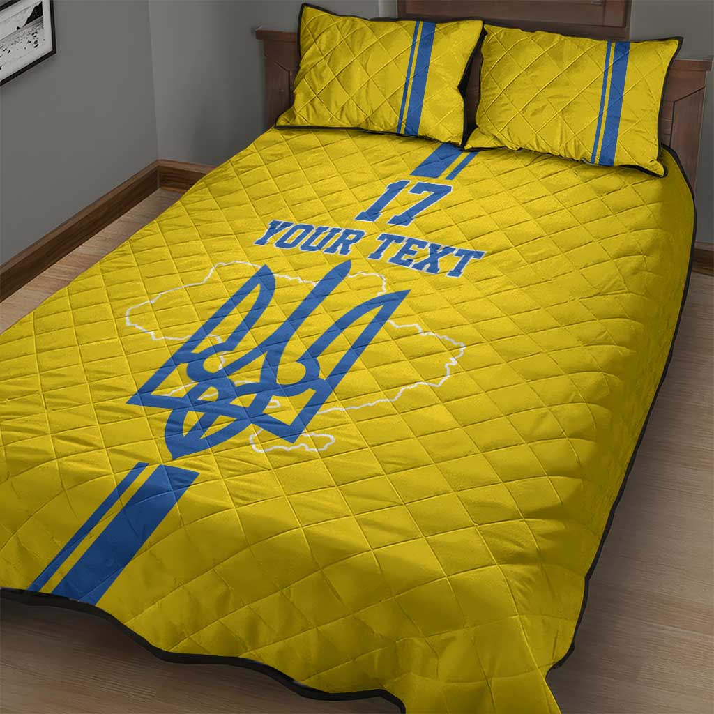 Custom Ukraine Football Quilt Bed Set Yellow Style