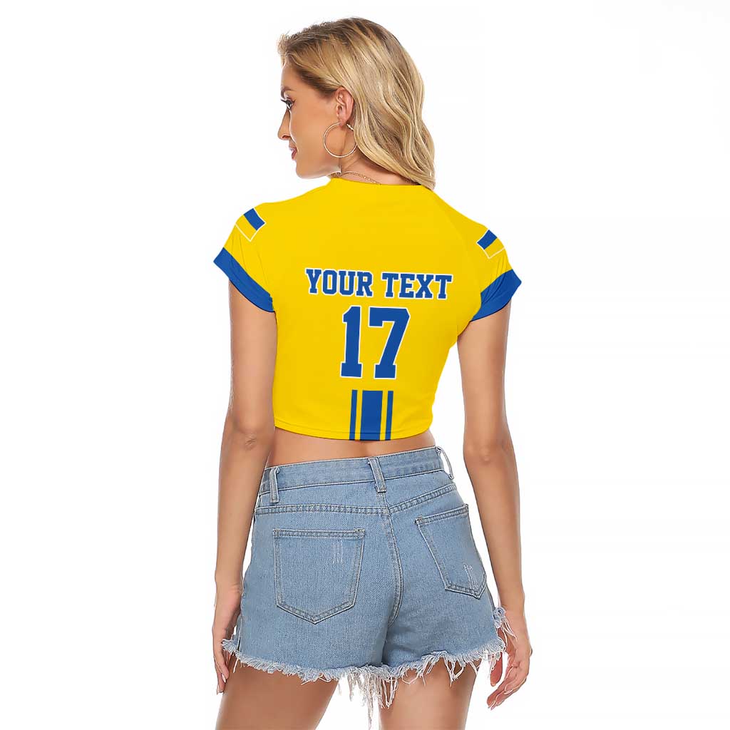 Custom Ukraine Football Raglan Cropped T Shirt Yellow Style