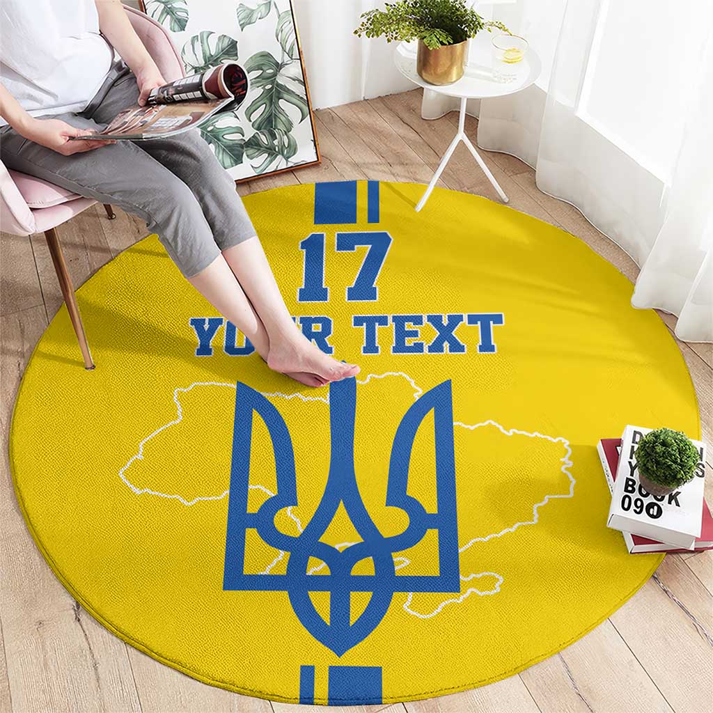Custom Ukraine Football Round Carpet Yellow Style
