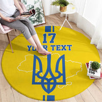 Custom Ukraine Football Round Carpet Yellow Style