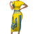Custom Ukraine Football Short Sleeve Bodycon Dress Yellow Style