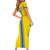 Custom Ukraine Football Short Sleeve Bodycon Dress Yellow Style
