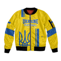 Custom Ukraine Football Sleeve Zip Bomber Jacket Yellow Style