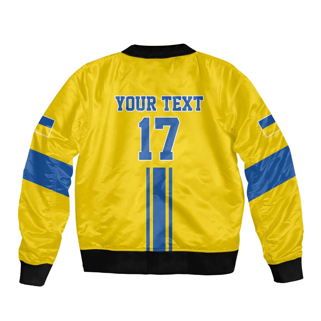 Custom Ukraine Football Sleeve Zip Bomber Jacket Yellow Style