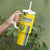 Custom Ukraine Football Tumbler With Handle Yellow Style