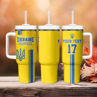 Custom Ukraine Football Tumbler With Handle Yellow Style