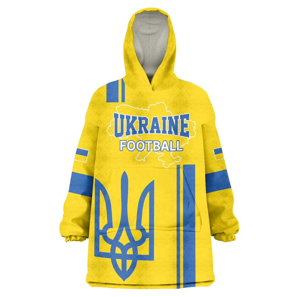Custom Ukraine Football Wearable Blanket Hoodie Yellow Style