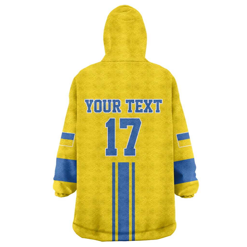 Custom Ukraine Football Wearable Blanket Hoodie Yellow Style