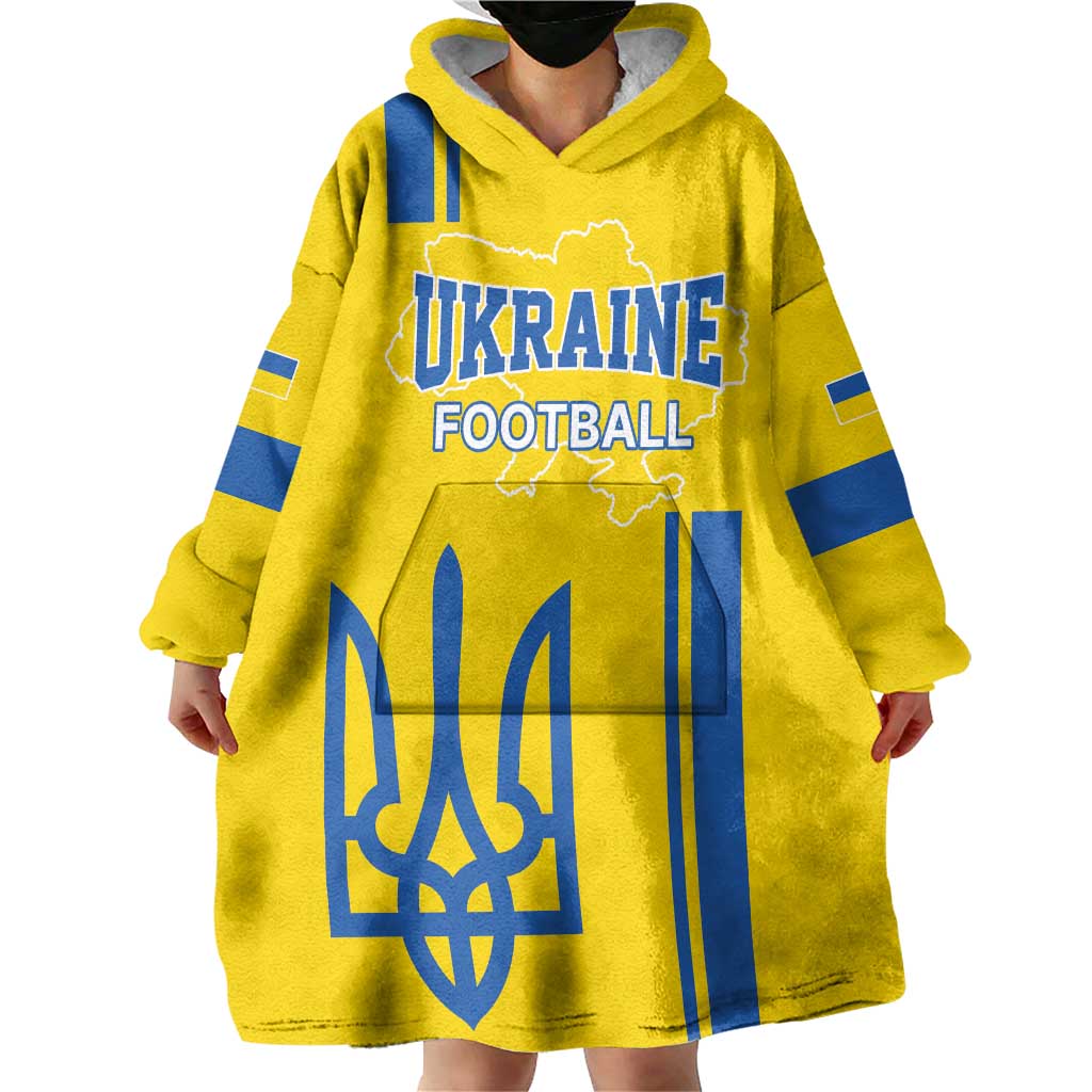 Custom Ukraine Football Wearable Blanket Hoodie Yellow Style