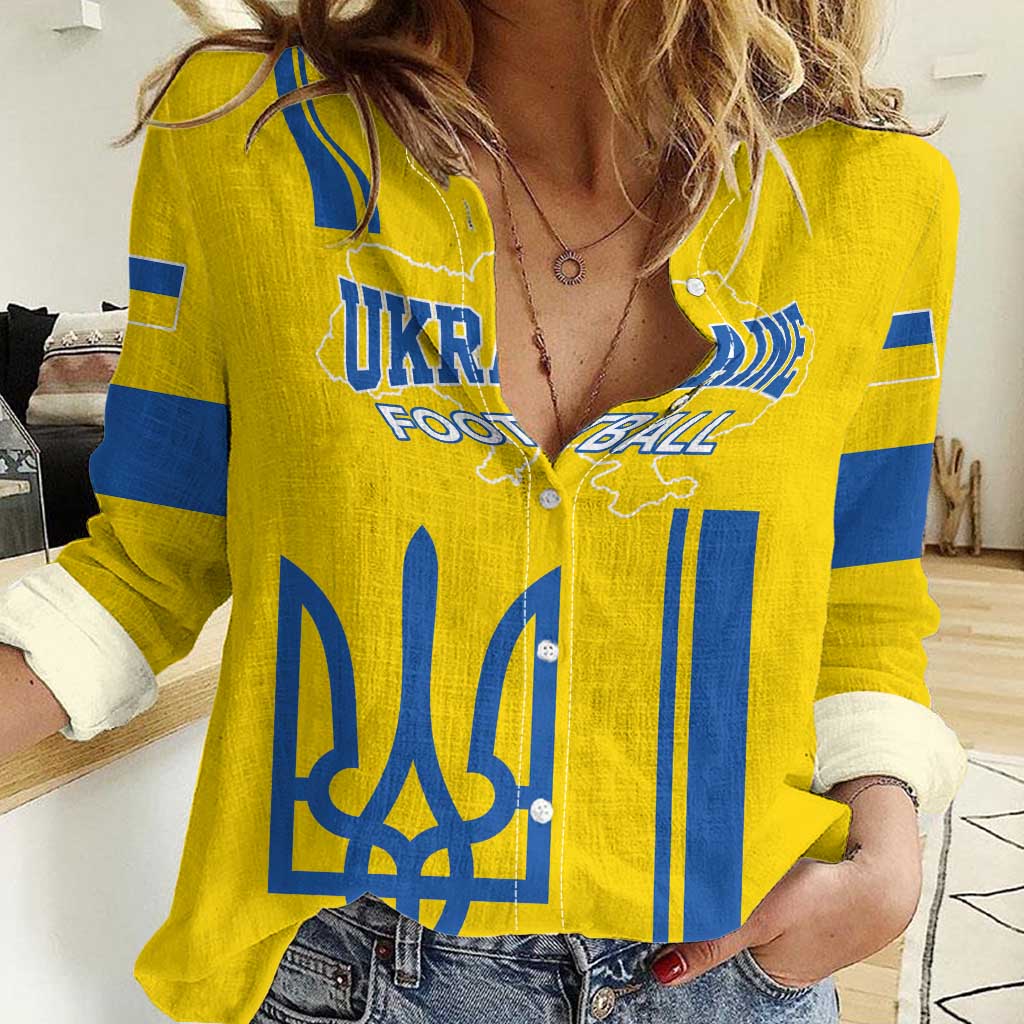 Custom Ukraine Football Women Casual Shirt Yellow Style
