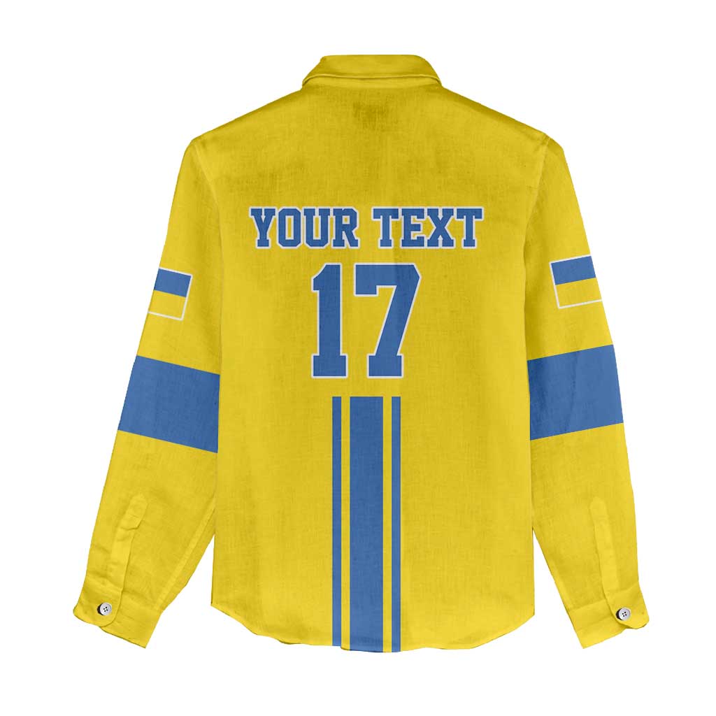Custom Ukraine Football Women Casual Shirt Yellow Style