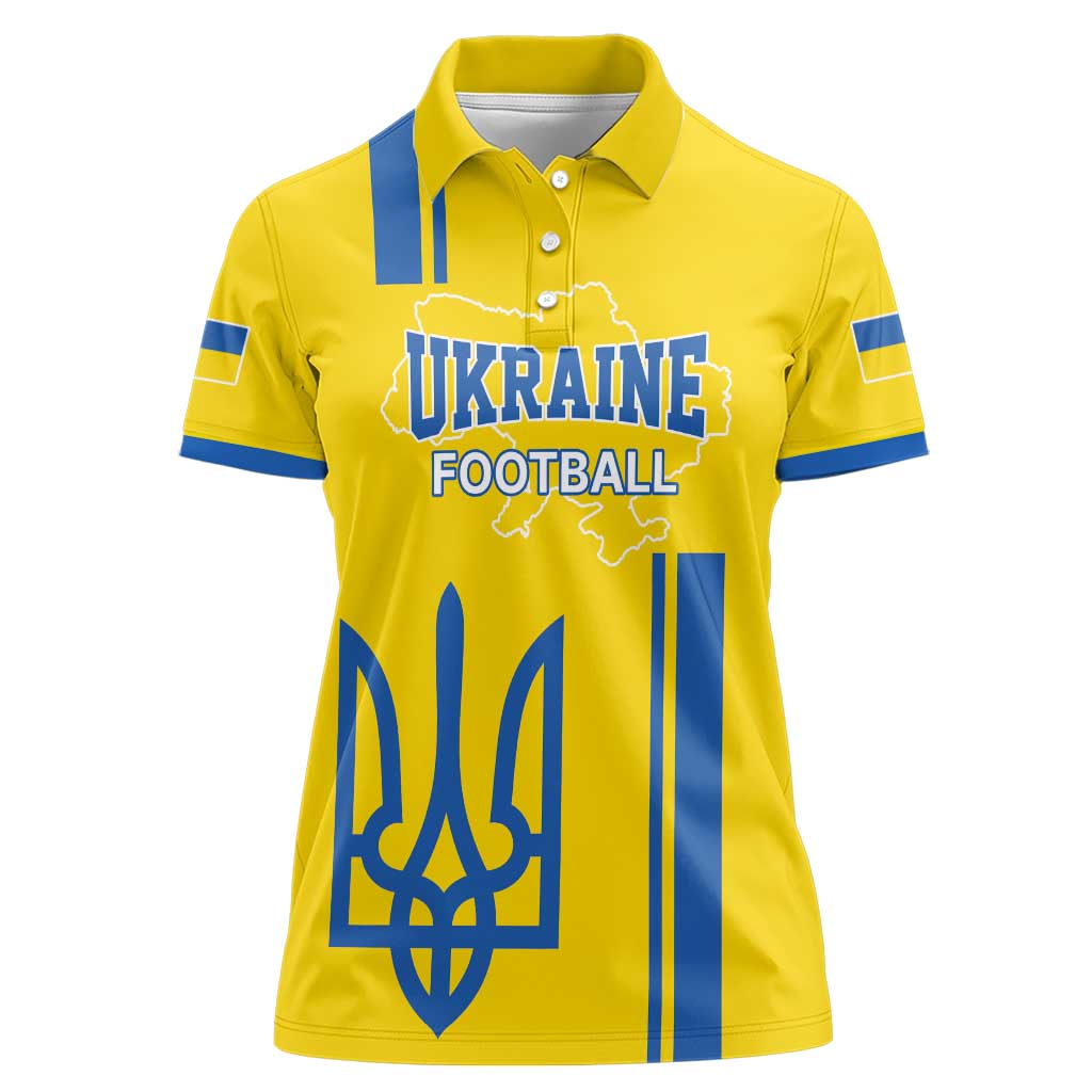 Custom Ukraine Football Women Polo Shirt Yellow Style