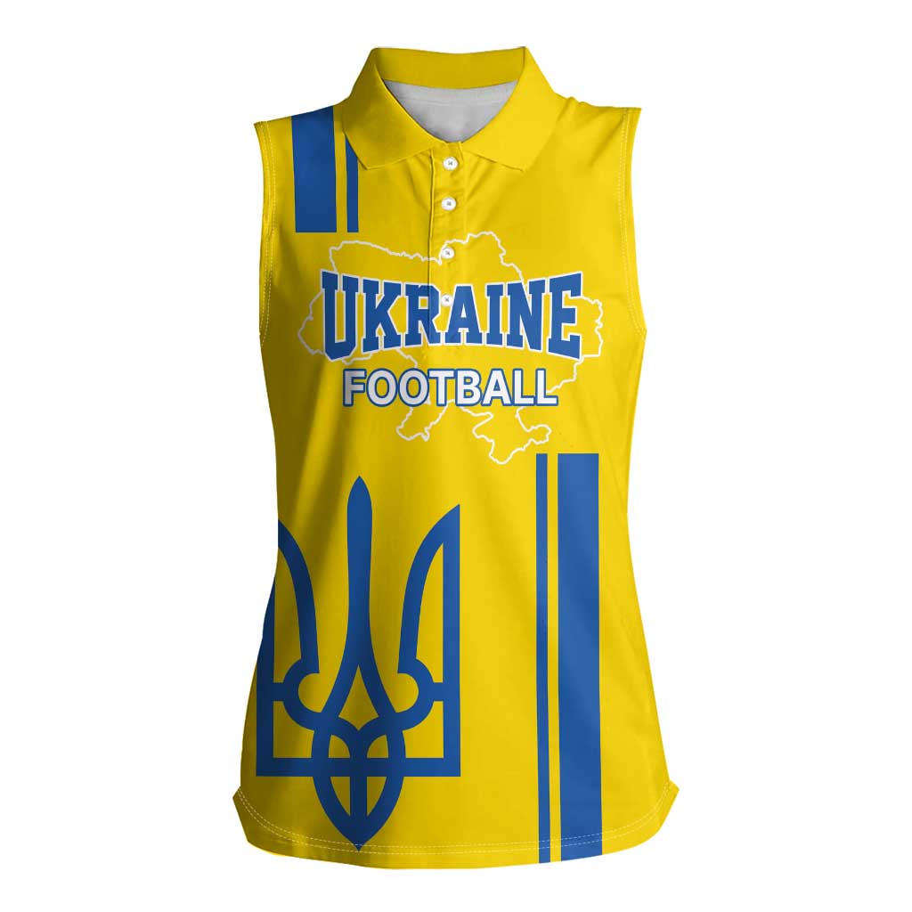 Custom Ukraine Football Women Sleeveless Polo Shirt Yellow Style