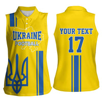 Custom Ukraine Football Women Sleeveless Polo Shirt Yellow Style