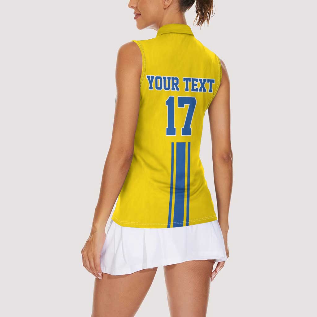 Custom Ukraine Football Women Sleeveless Polo Shirt Yellow Style