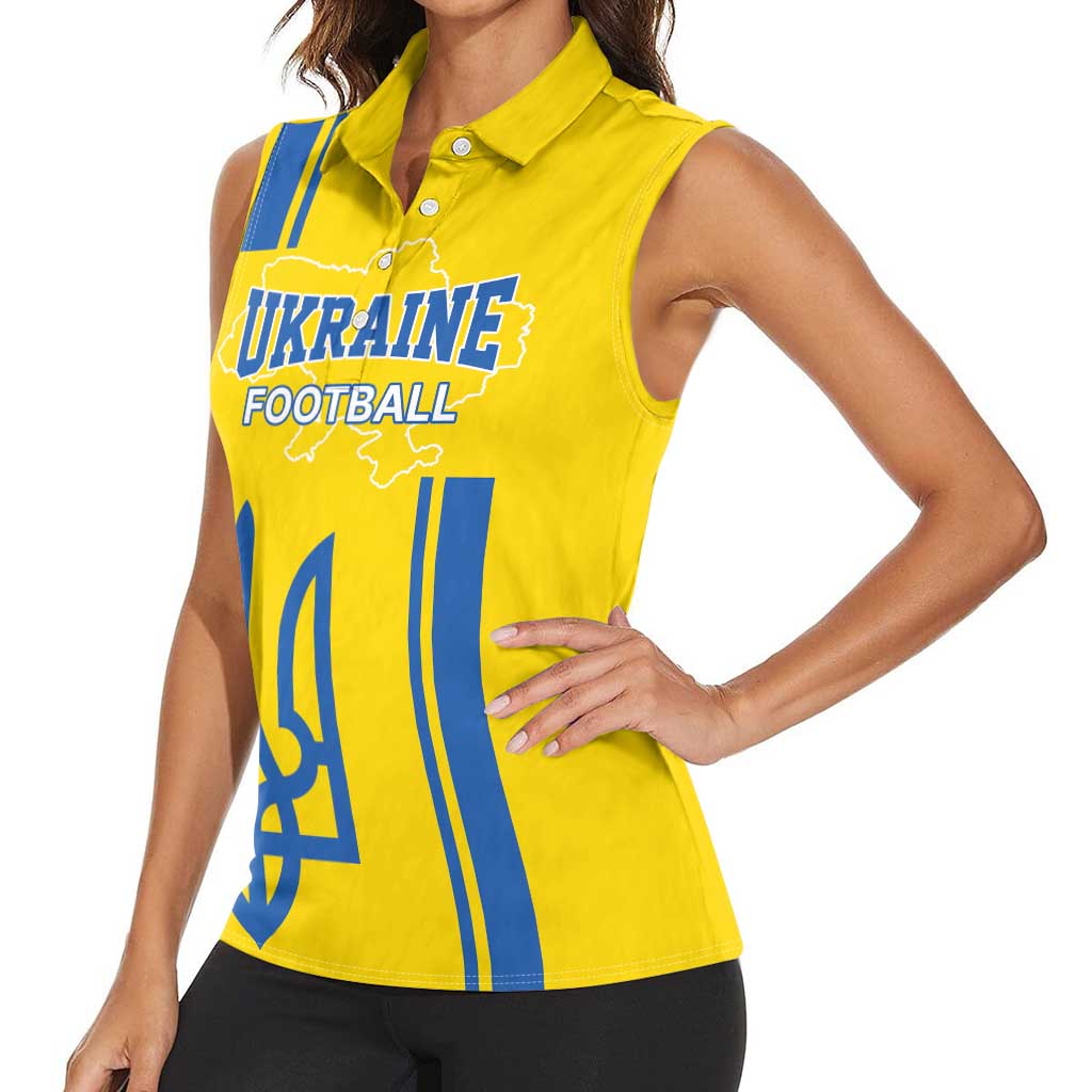 Custom Ukraine Football Women Sleeveless Polo Shirt Yellow Style