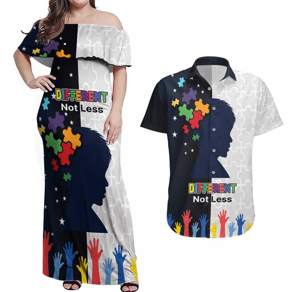 Personalized World Autism Awareness Day Couples Matching Off Shoulder Maxi Dress and Hawaiian Shirt 2th April