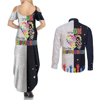 Personalized World Autism Awareness Day Couples Matching Summer Maxi Dress and Long Sleeve Button Shirt 2th April